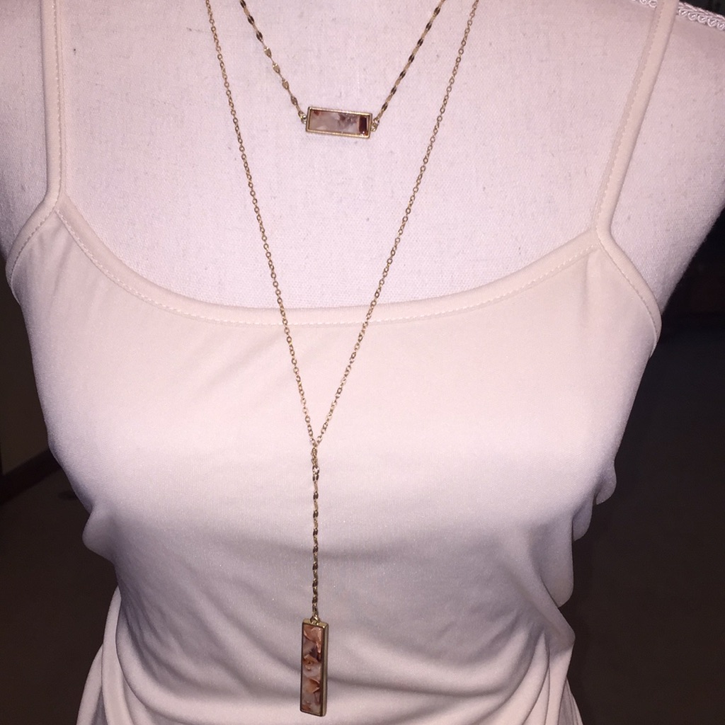 Nwt! Canvas Gold & Stone Layered Necklace